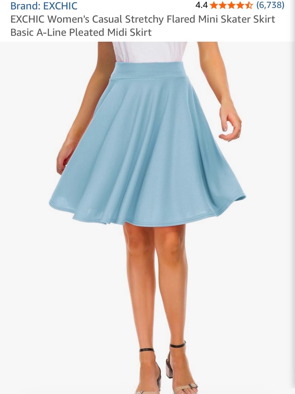 chic Sky Blue A-Line Flared Skater Skirt